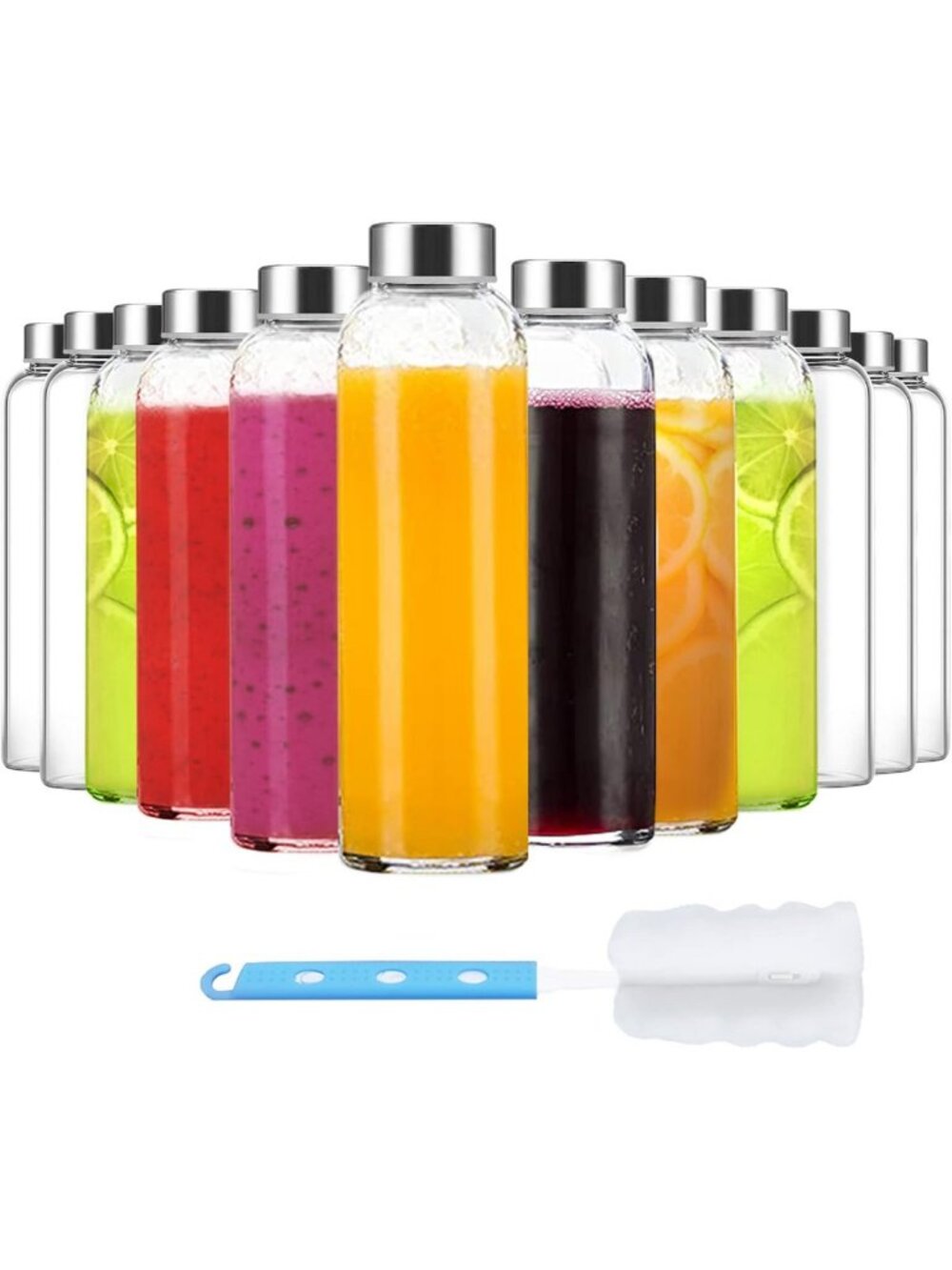 18oz Clear Glass Water Bottles with Lids - Perfect for Juicing & Smoothies